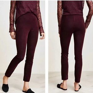 Theory Navalane Burgundy Red Velvet Skinny Pants size 2